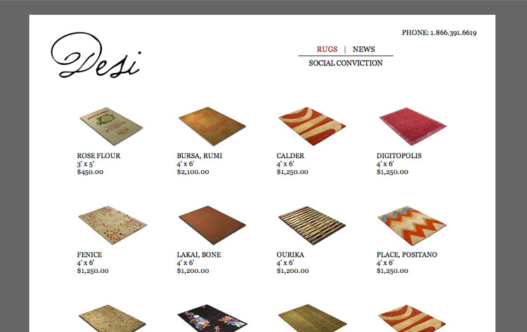 Index page listing all available rugs
