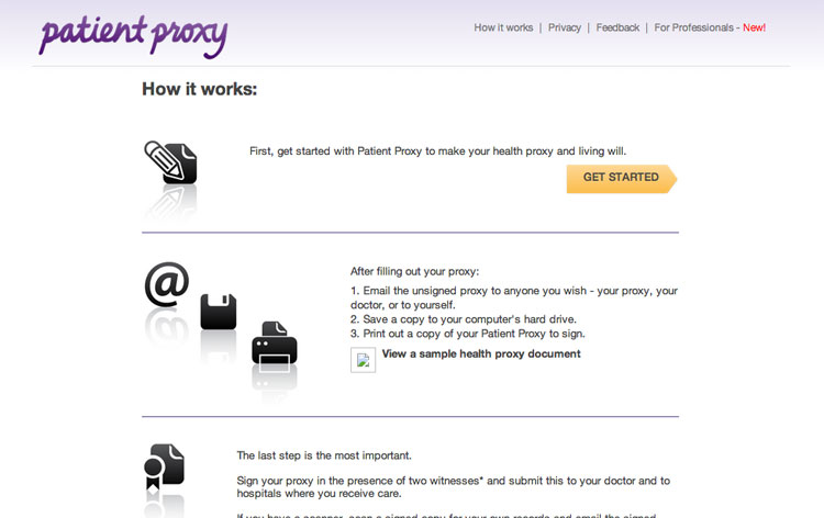 Patient Proxy How it Works Page: Explanation of how to use the form and what steps to take next