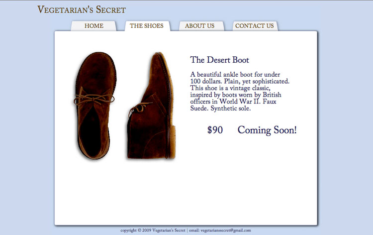 Vegetarian's Secret: Desert Boot Page
